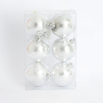 طقم كرات تزيين لشجرة الكريسماس مكوّن من 6كرات بلمعة الميتالك