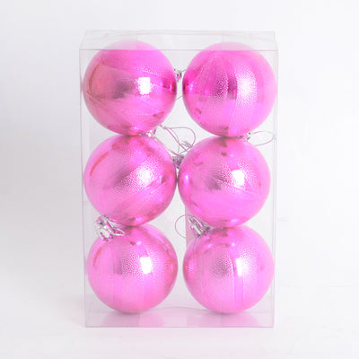 طقم كرات تزيين لشجرة الكريسماس مكوّن من 6كرات بلمعة الميتالك