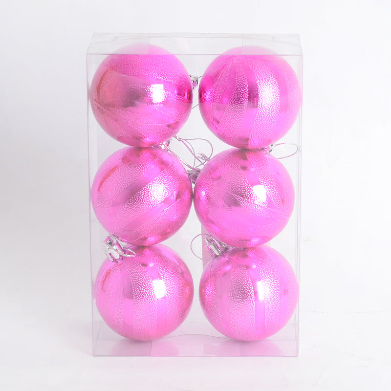 طقم كرات تزيين لشجرة الكريسماس مكوّن من 6كرات بلمعة الميتالك