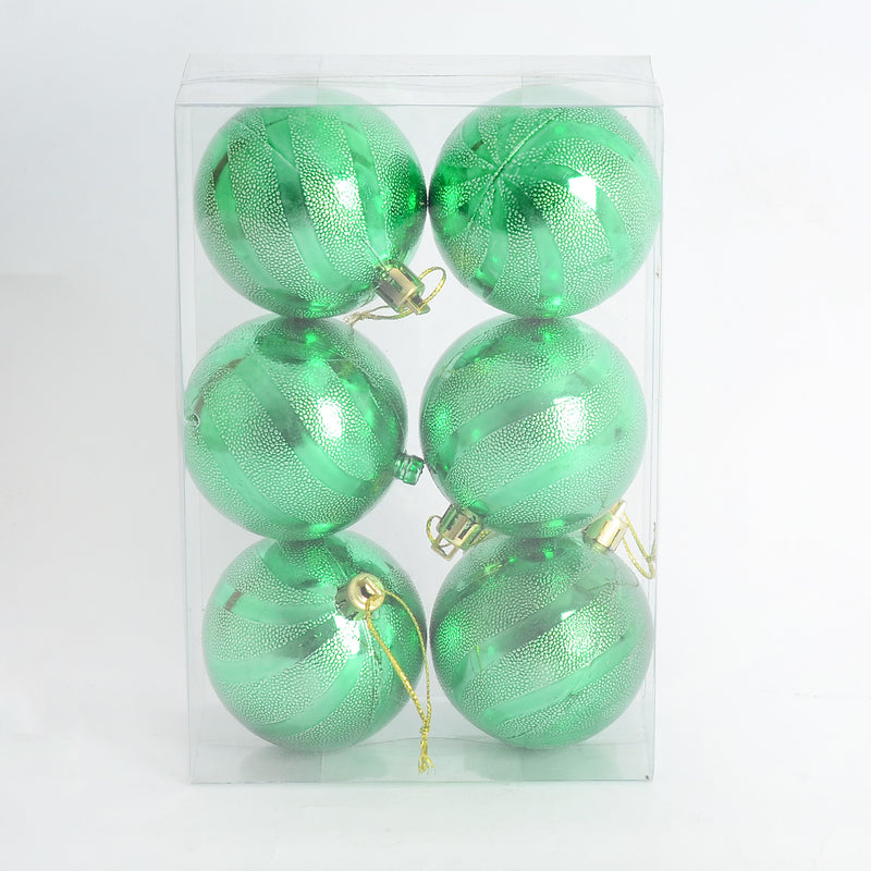 طقم كرات تزيين لشجرة الكريسماس مكوّن من 6كرات بلمعة الميتالك