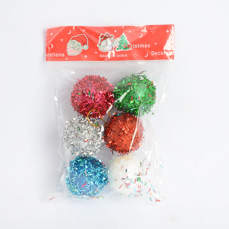 كرات زينة كريسماس لامعة – طقم 6 قطع ألوان مختلفة