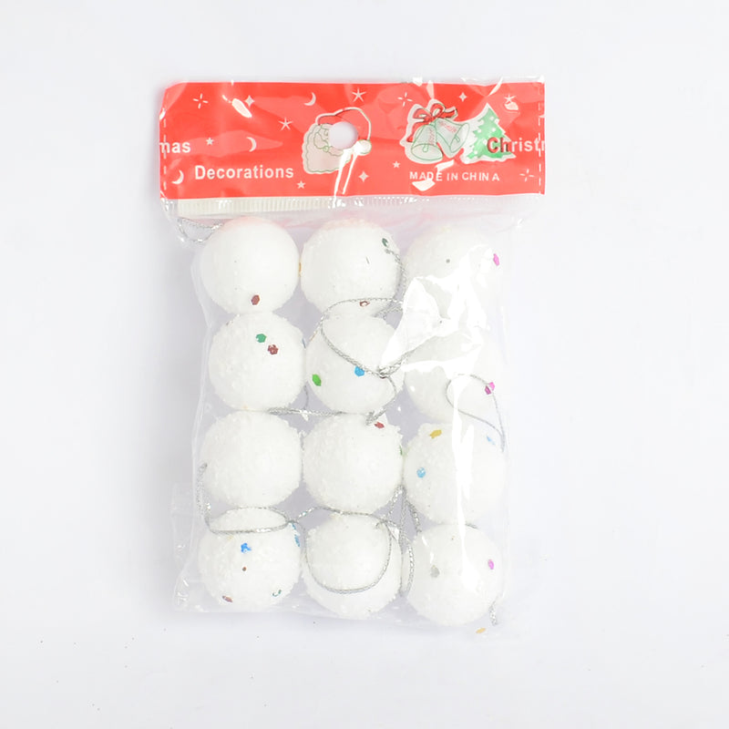 كرات زينة شجرة الكريسماس صغيرة ثلجي لامعه - طقم 12قطعه