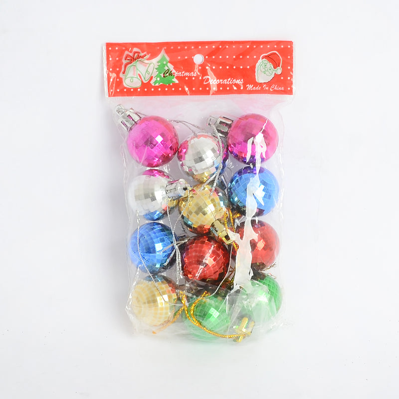 كرات زينة كريسماس لامعة – طقم 12 قطعة  ألوان مختلفة
