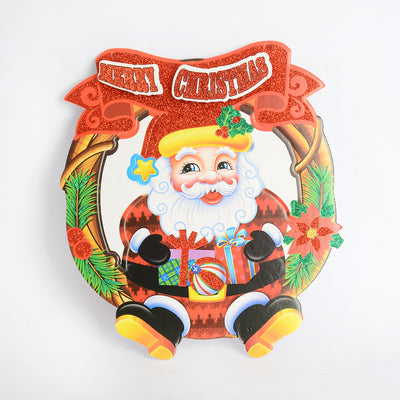 زينة عيد الميلاد بابا نويل مع كلمة ميرى كريسماس تعليقة لامعة ومزخرفة