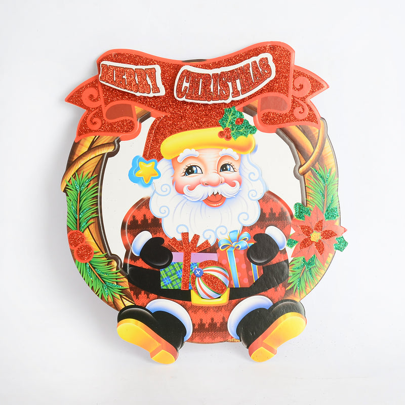 زينة عيد الميلاد بابا نويل مع كلمة ميرى كريسماس تعليقة لامعة ومزخرفة