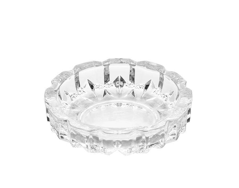 Small glass ashtray, circular shape, patterned, 11.5*11.5*3cm, transparent color