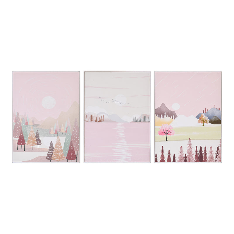 3 pink wall frames, size 40 x 30 cm 