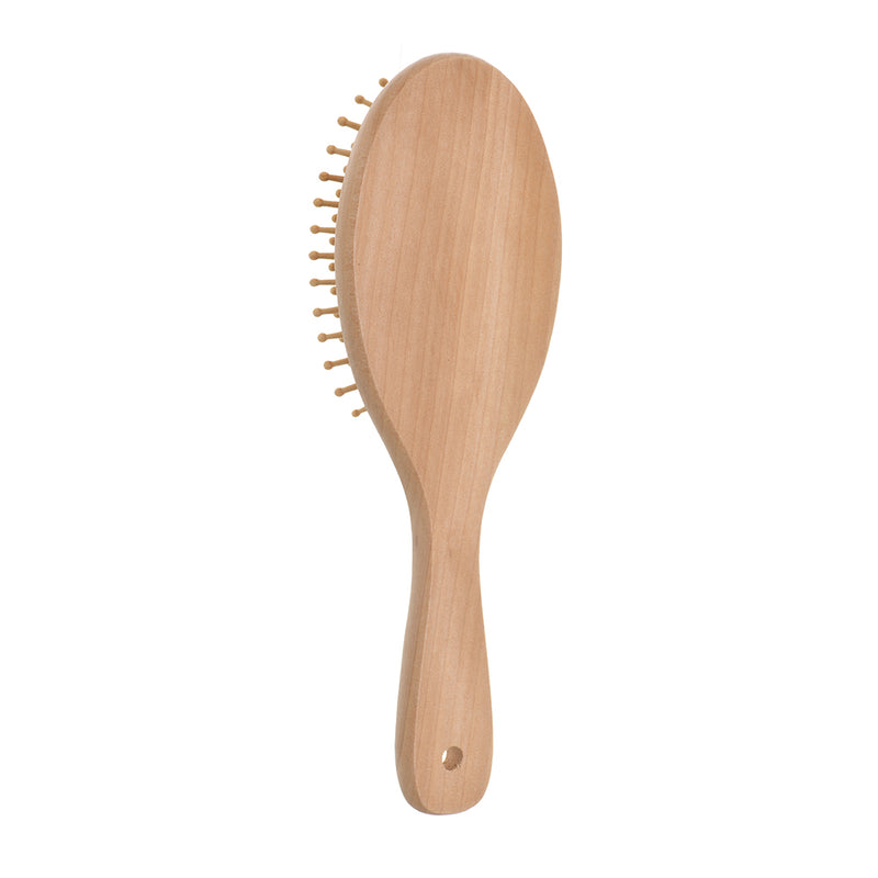 Medical circular wooden hair brush, wooden colour