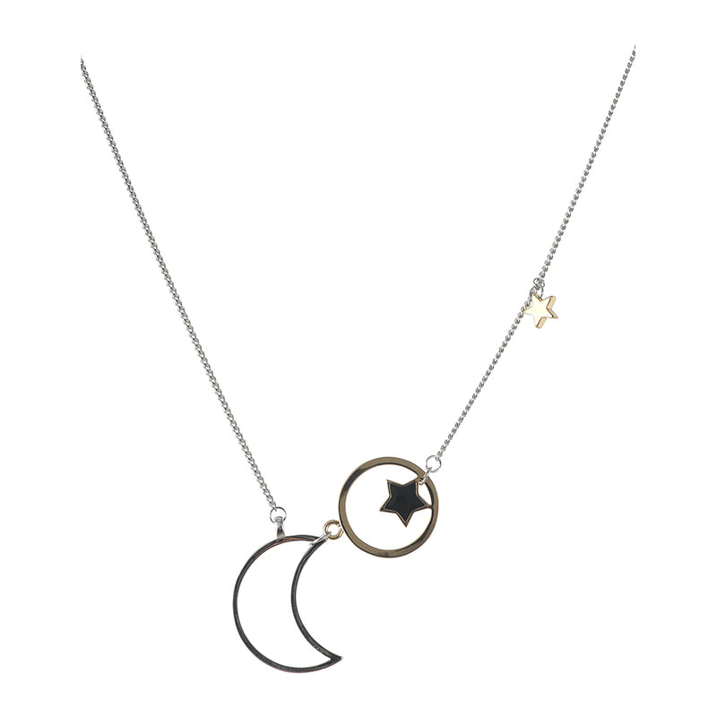 A thin, crescent-shaped chain with a small star, silver colour