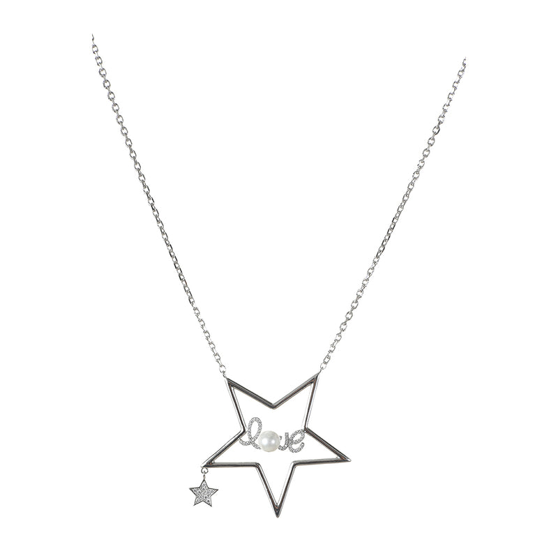 Thin chain with star pendant, silver color