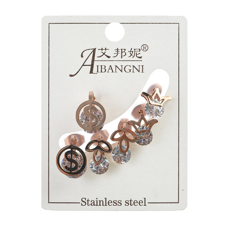 حلق ستانلس ورد Fashion Jewellery نحاسي