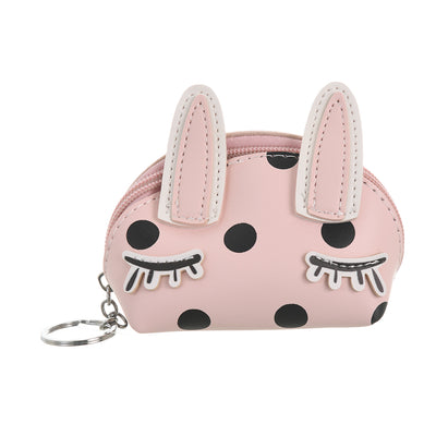 Round wallet with a cat print and key chain