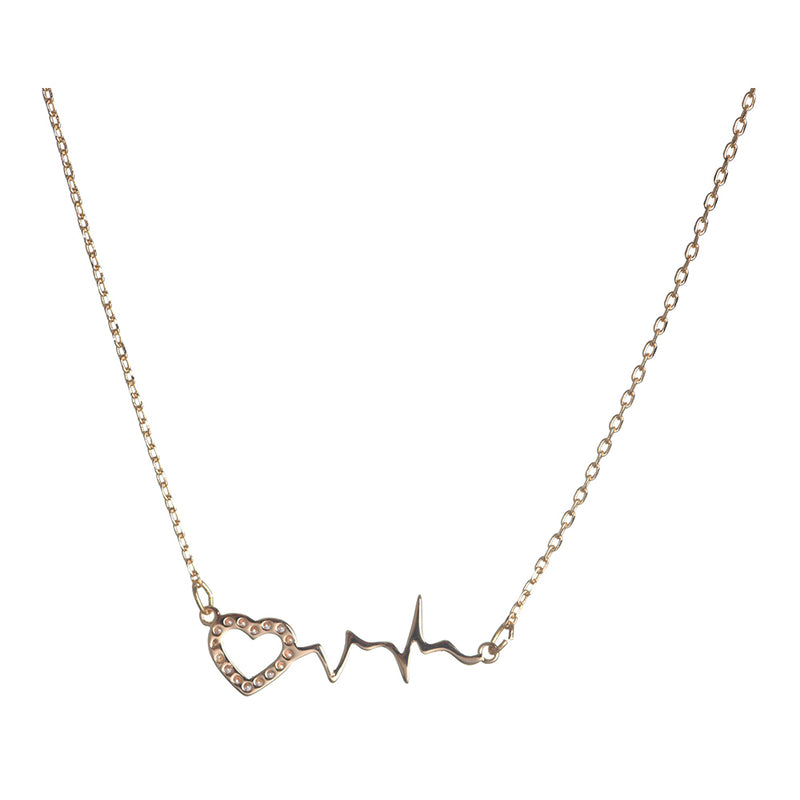 A thin chain in the shape of a heartbeat and a small heart