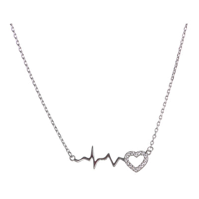 A thin chain in the shape of a heartbeat and a small heart