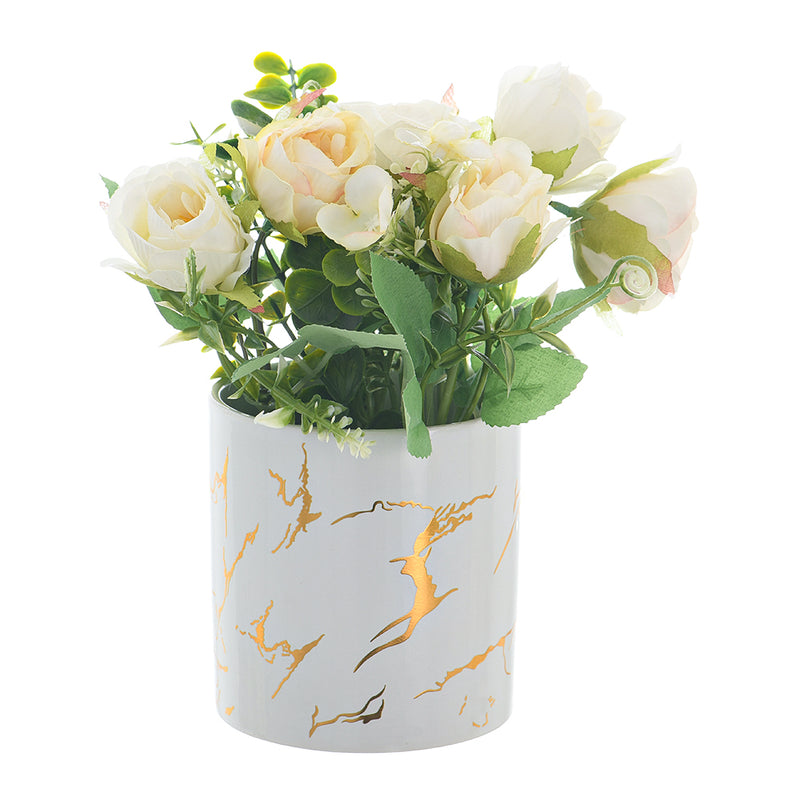 Modern ceramic engraved gold vase