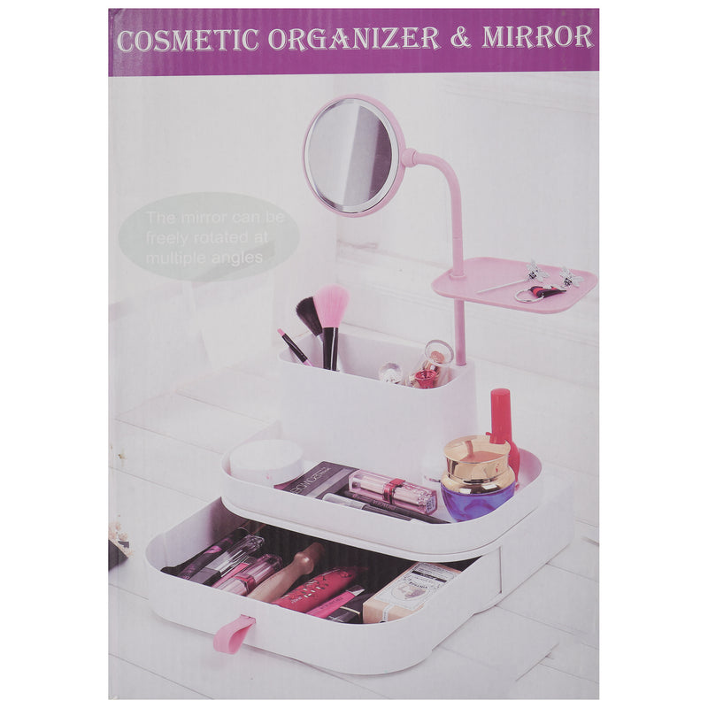 White mirrored cosmetic organizer