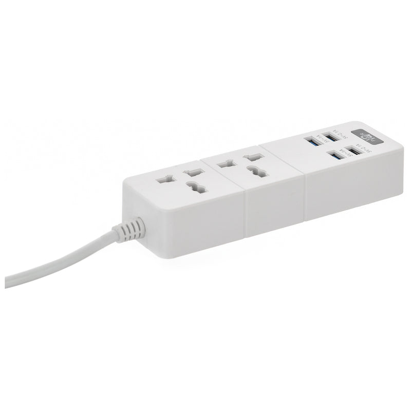 Power strip, 3 sockets + 4 USB Power Socket, white, 2000 watts