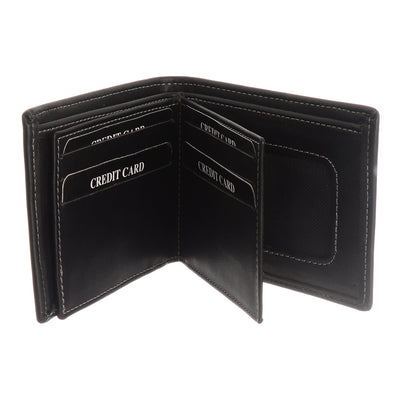 Men's leather wallet with internal pockets, black color