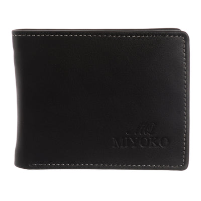 Men's leather wallet with internal pockets, black color