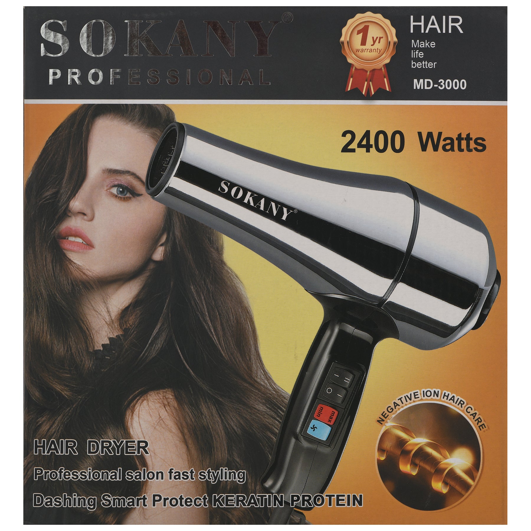 Sokany hair dryer 2400 watt grey
