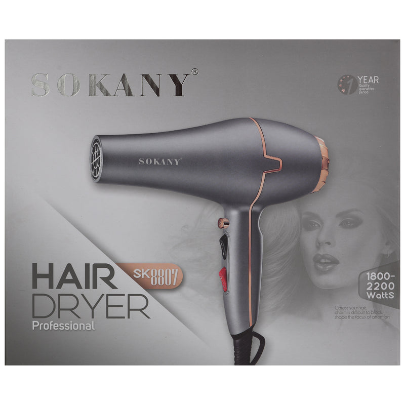 Sokany Hair Dryer 1800-2200 Watt Gray