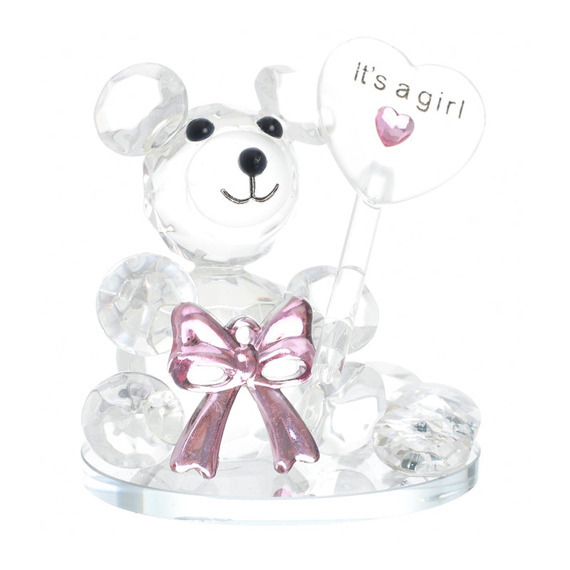 Small crystal teddy bear - white