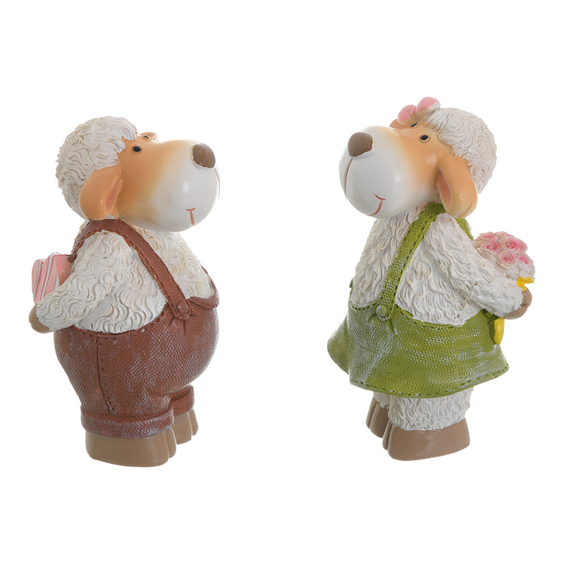 2 sheep statues - for decoration - green &amp; brown