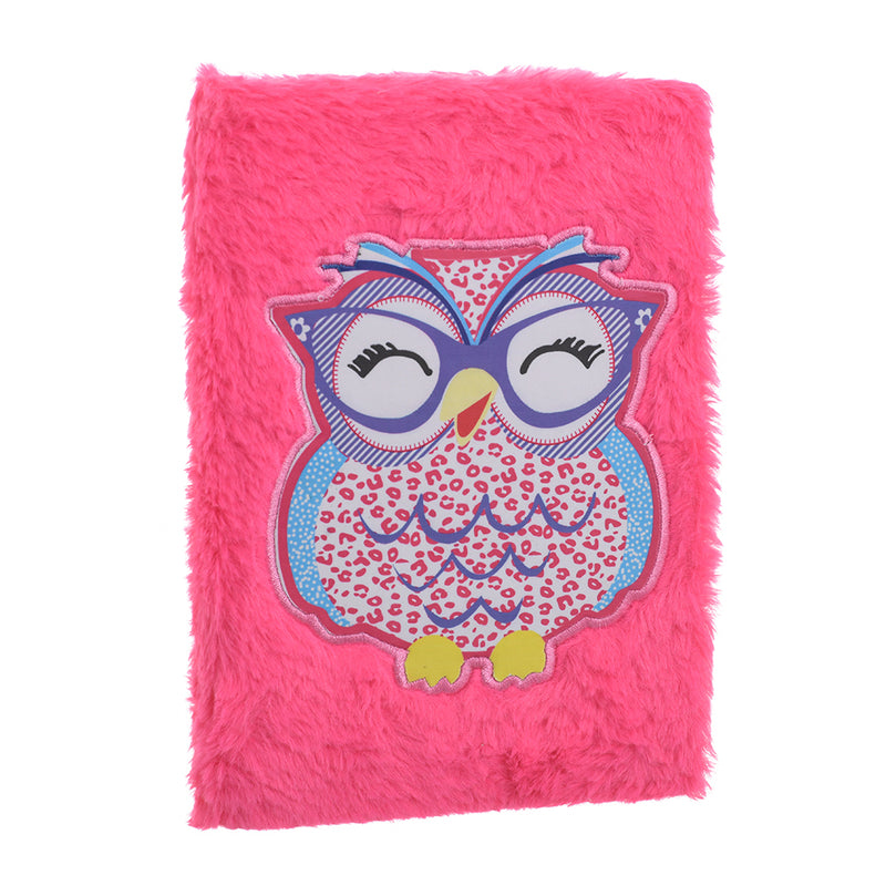 Fuchsia fur owl notebook