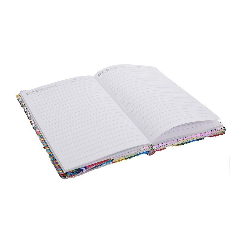 Sequin Notebook Flip Cover White/Colours