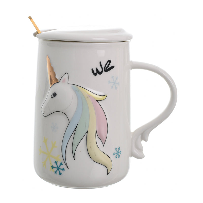 White porcelain unicorn mug