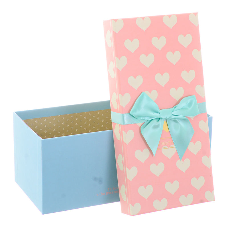 Rectangular gift box of different sizes, rose x light blue