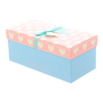 Rectangular gift box of different sizes, rose x light blue