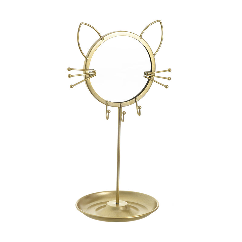 Mirror with a golden cat shape design