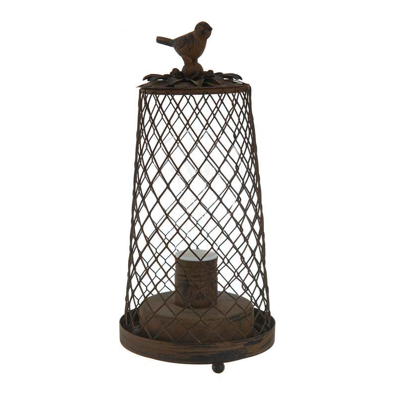 Brown bird cage lamp