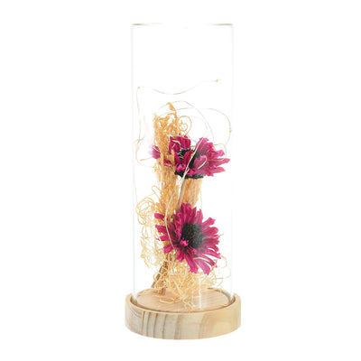 Long glass LED lamp - fuchsia rose