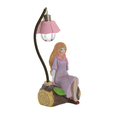 Lampshade girl smiling mauve