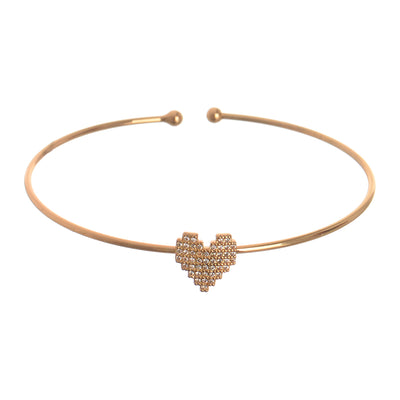 A set of 3-piece heart-shaped open bracelets