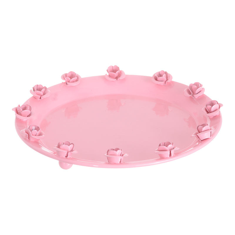 3-Piece Tray Set, Decorated With Flowers