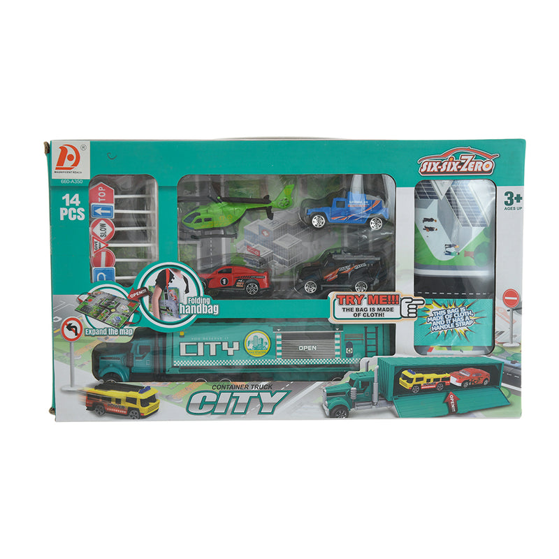 14-piece car set, green