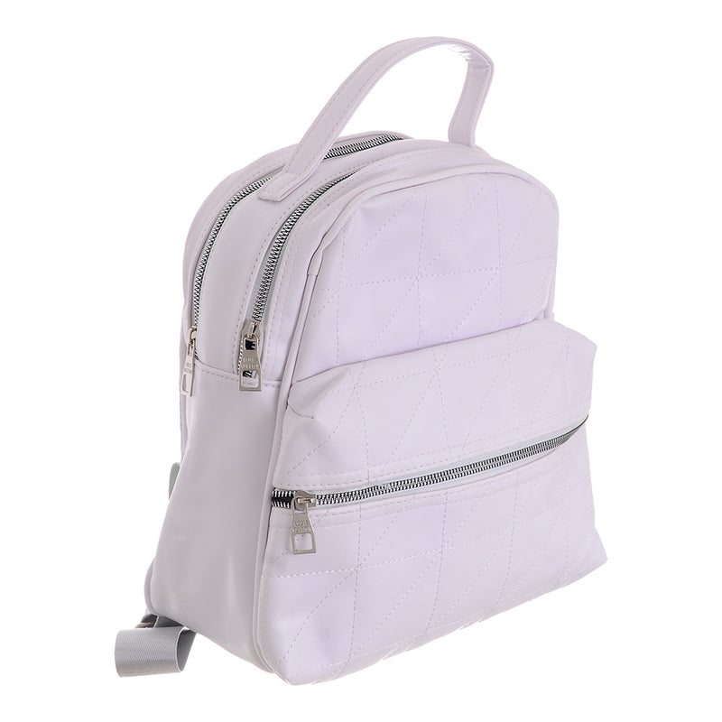 White leather backpack, 13 x 27 x 30 cm