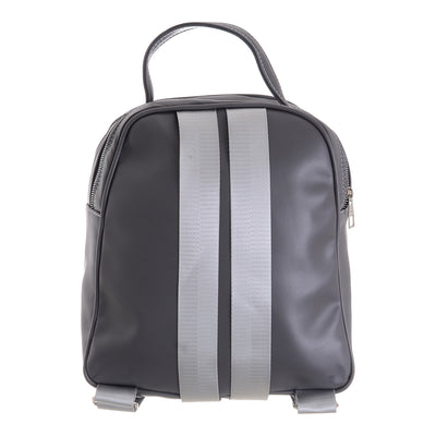 Gray leather backpack, 13 x 27 x 30 cm