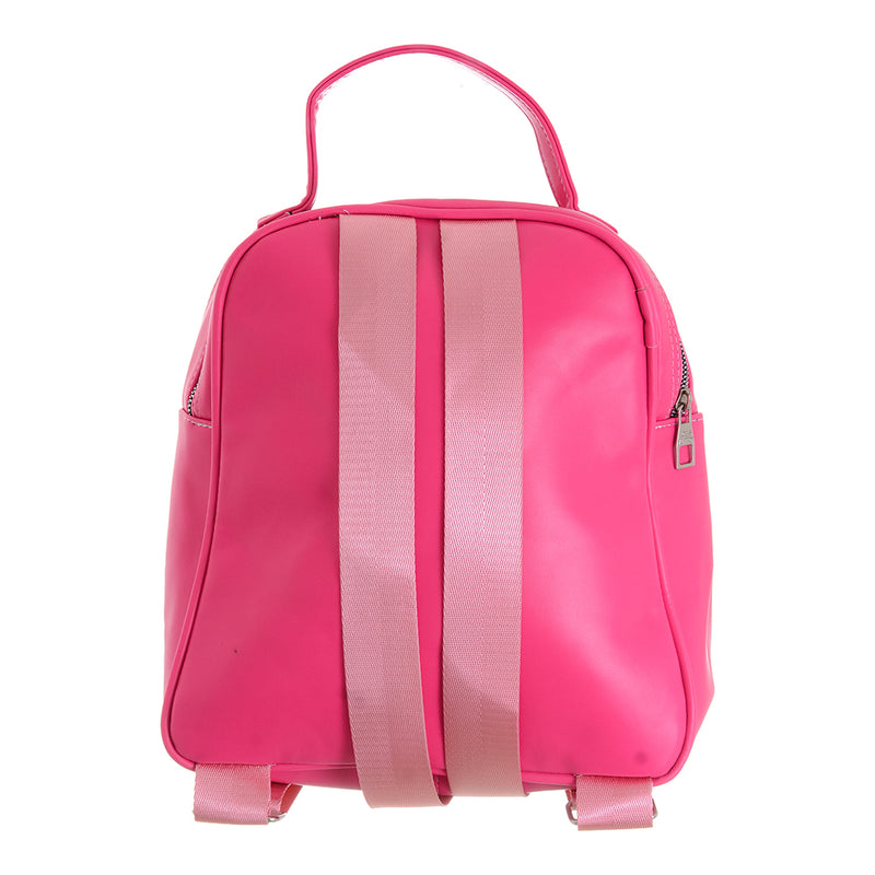 Leather backpack, fuchsia color, 13 x 27 x 30 cm