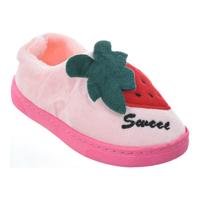 Closed winter clothing for children, plush strawberry pink