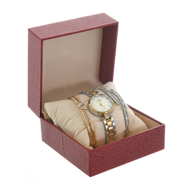 Metal watch for women with 2 bracelets, small size, Miyoko, gold &amp; silver