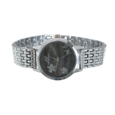 Metal watch for women with 2 small Miyoko silver bracelets