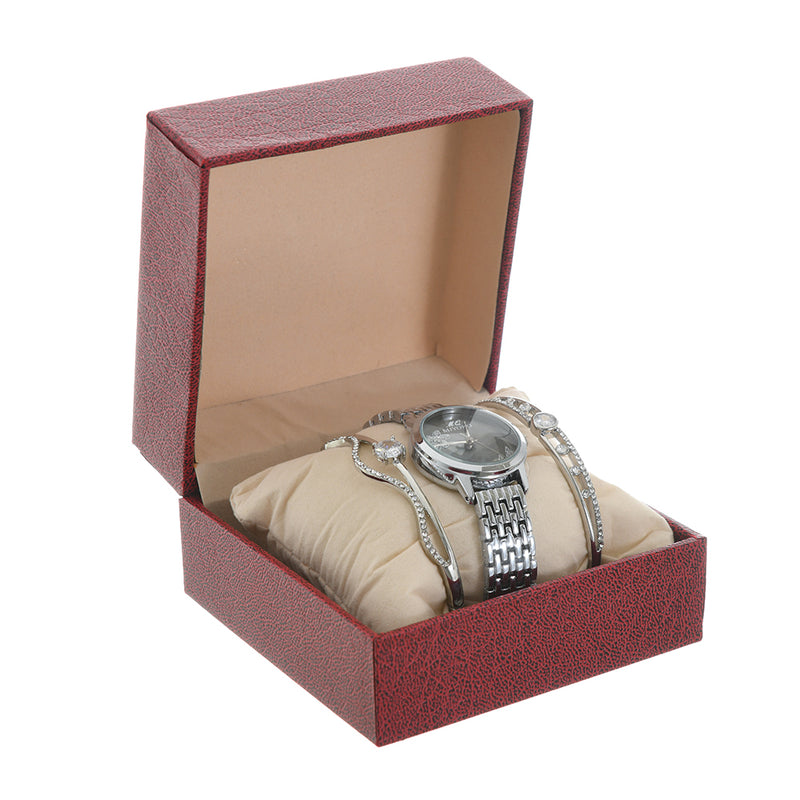 Metal watch for women with 2 small Miyoko silver bracelets