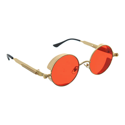 Round metal sunglasses, red color