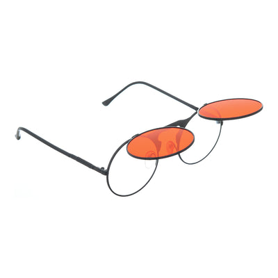 Colorful round sunglasses with clear lenses, 2 x 1 red x clear