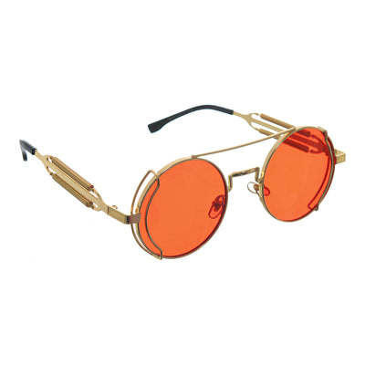 Round metal sunglasses, red color