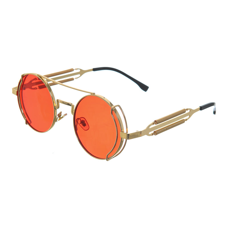 Round metal sunglasses, red color